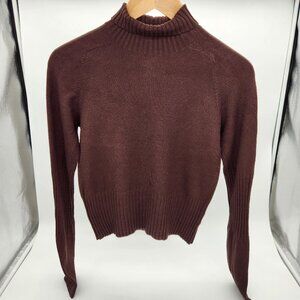 Easel for Anthropologie brown women's mock turtle neck sweater, size S